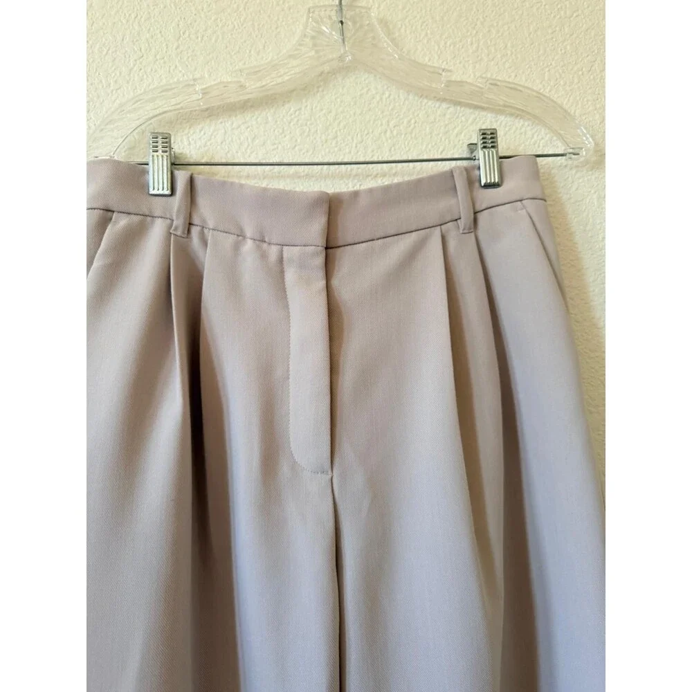 Abercrombie & Fitch Pleated Wide-Leg Dress Pants Beige Womens 31X12 Office